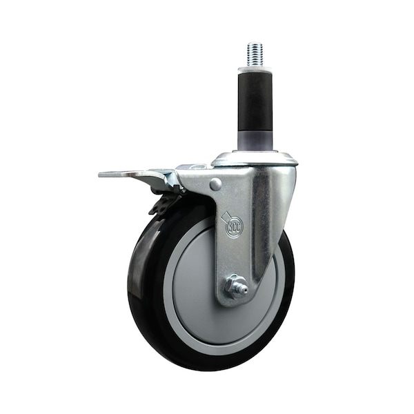 5'' Black Poly Swivel 1-1/8'' Expanding Stem Caster Total Lock Brake
